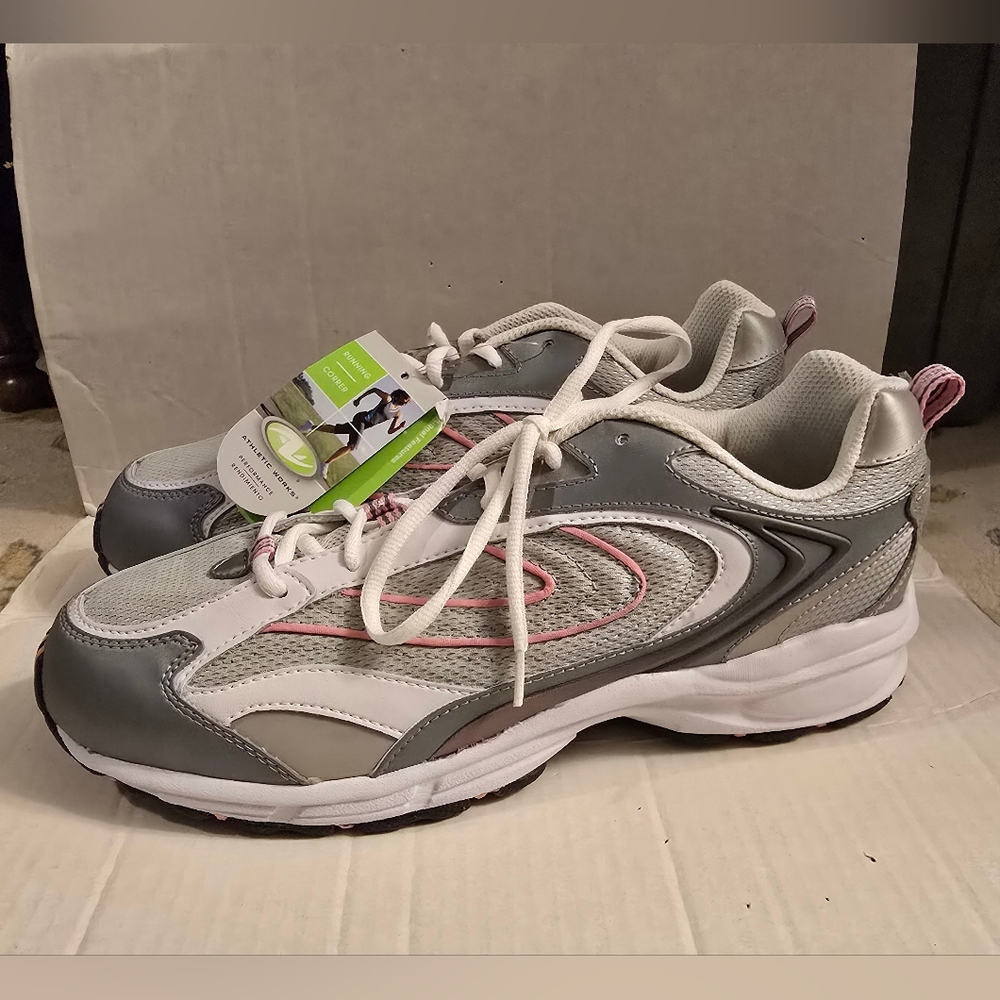 Athletic Works Performance Running Shoes Gray Pink White 11W NWT Walmart 11 Wide